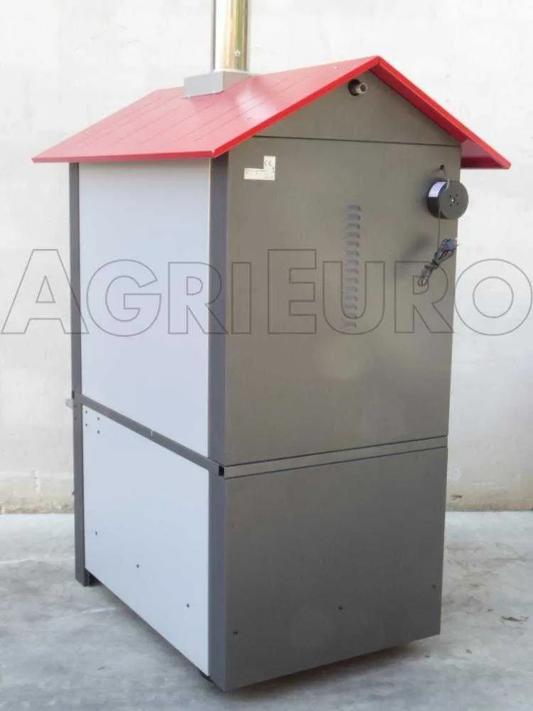 AgriEuro Medius Plus 100 EXT - Four à bois en acier d'extérieur - Ventilé - Toit rouge