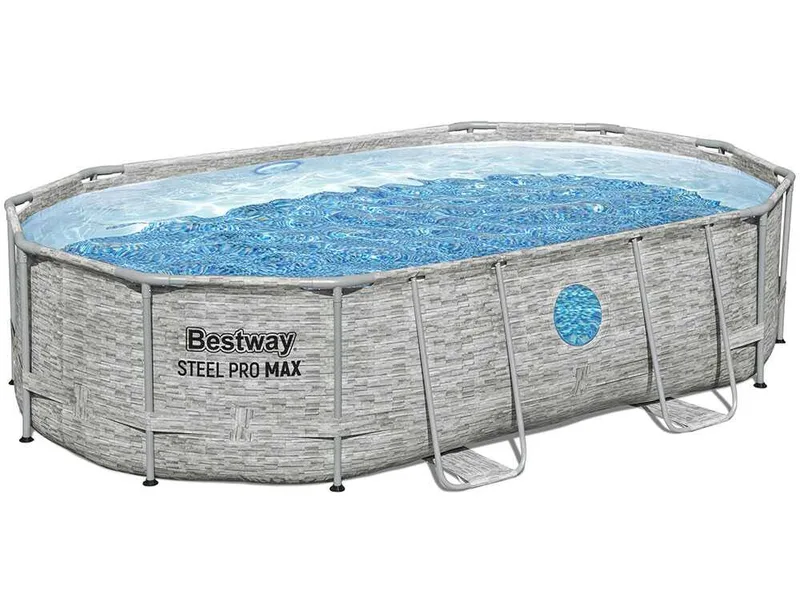 Bestway Steel Pro Max Splashview 56946 - 488x305x107 cm - Piscine ovale pour 7-8 personnes