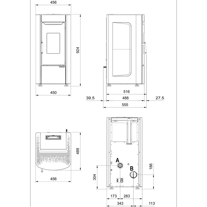 Extraflame Sabry AD Poêle à granulés Prestige Line gris graphite