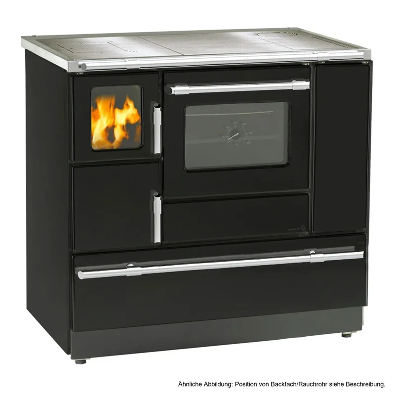 Wamsler K 138 F Cuisinière à bois à droite noir avec plaque en acier