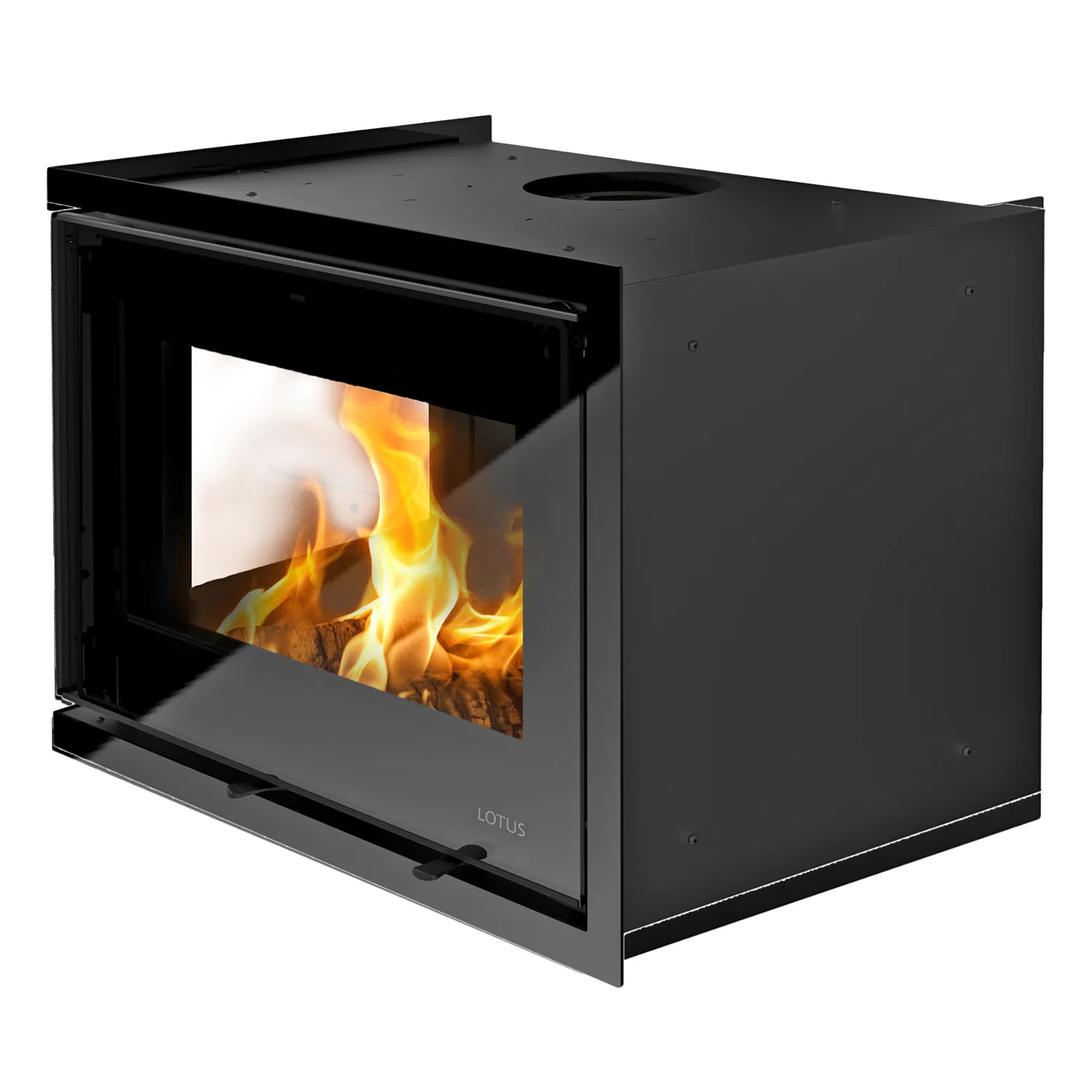 Lotus Unico 12 insert de cheminée à bois noir / charnières à gauche