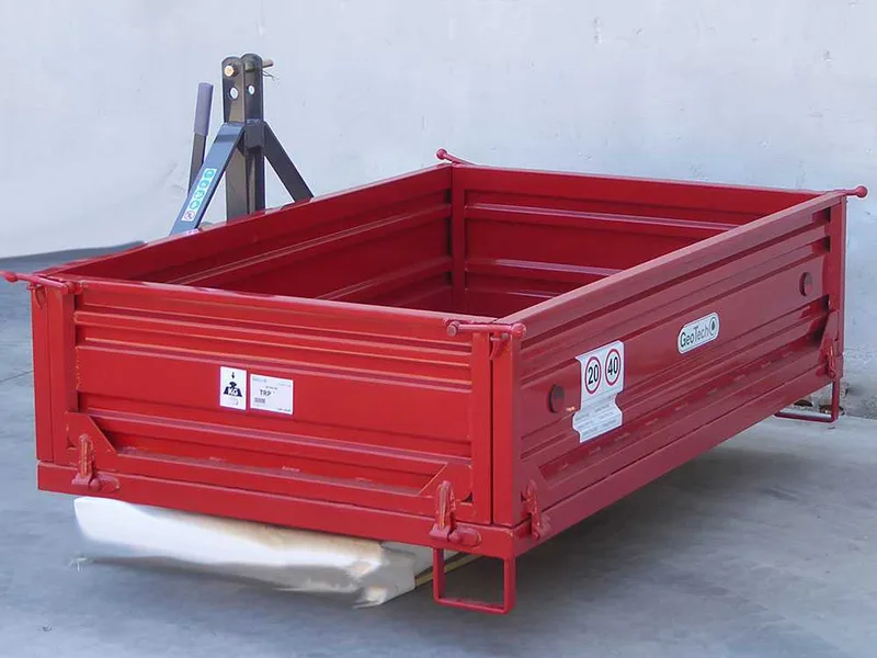 Benne 3 points pour tracteur GeoTech TRP 180 - Basculante - 3 ridelles amovibles