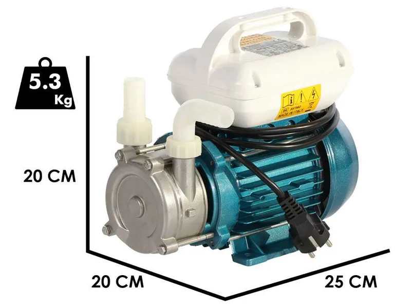 Tellarini ALM 20 L-SR - Pompe électrique de transfert en acier inoxydable - Raccord en nylon courbés + droits - Choisissez vos raccords