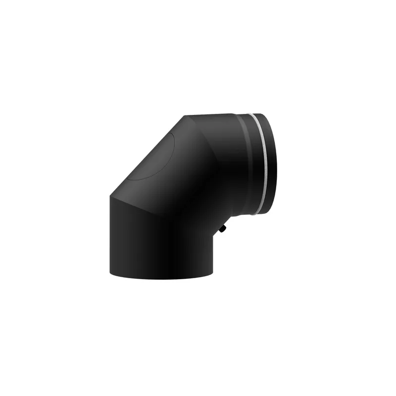 Raik Lifestyle DUO coude de tuyau de fumée 120mm noir 90° avec porte pour tuyau de fumée / conduit de fumée