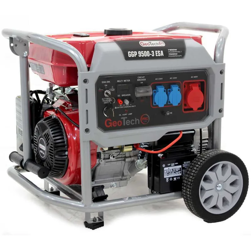 GeoTech Pro GGP 9500-3 ESA - Groupe électrogène sur chariot avec AVR dém. électrique 7.8 kW - Continue 7.5 kW