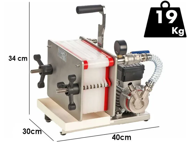 Enotecnica Pillan FC8 - Filtre à vin professionnel pour 8 cartons 20x20 cm - Châssis INOX et pompe NOVAX
