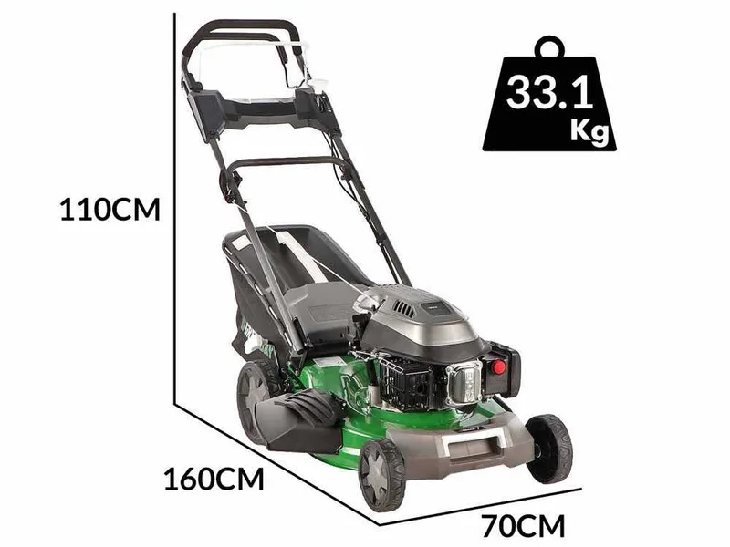 GreenBay GB-LM 51 - Tondeuse à gazon tractée 4 en 1 - Moteur thermique de 196cc