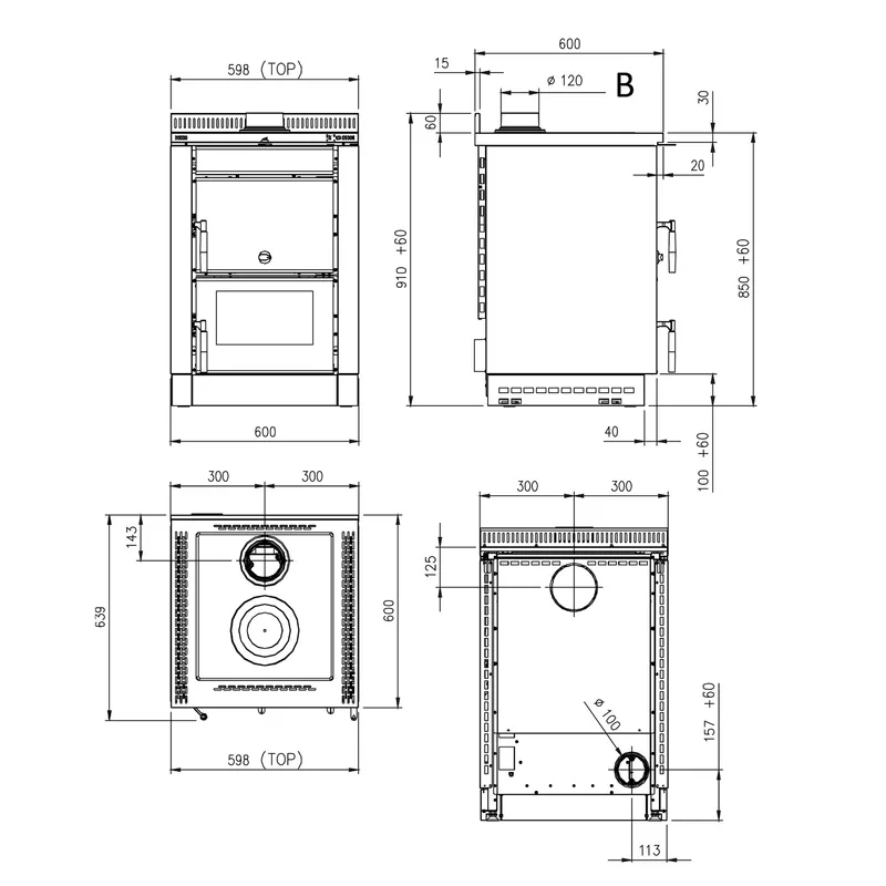 La Nordica Vicenza 16 cuisinière à bois anthracite