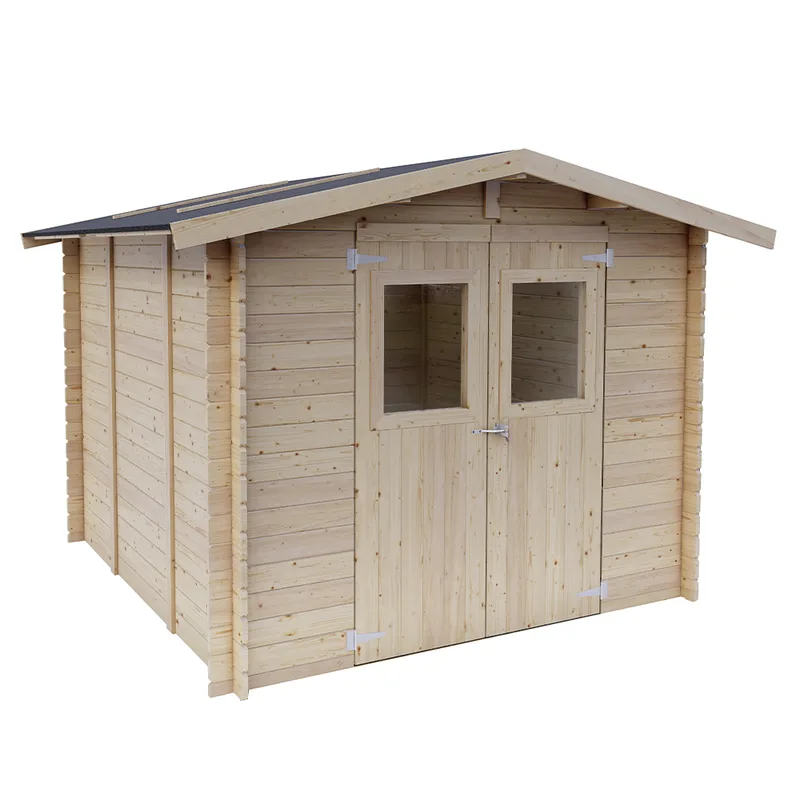 Alce Forrest 249x249 - Abri de jardin en bois - Avec fenêtres et porte à double battant - 249 x 249 x 204 cm
