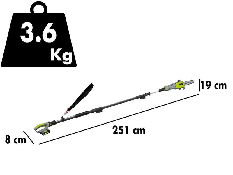 Perche élagueuse à batterie télescopique Verdemax PT20 - Batterie de 20V - 2AH