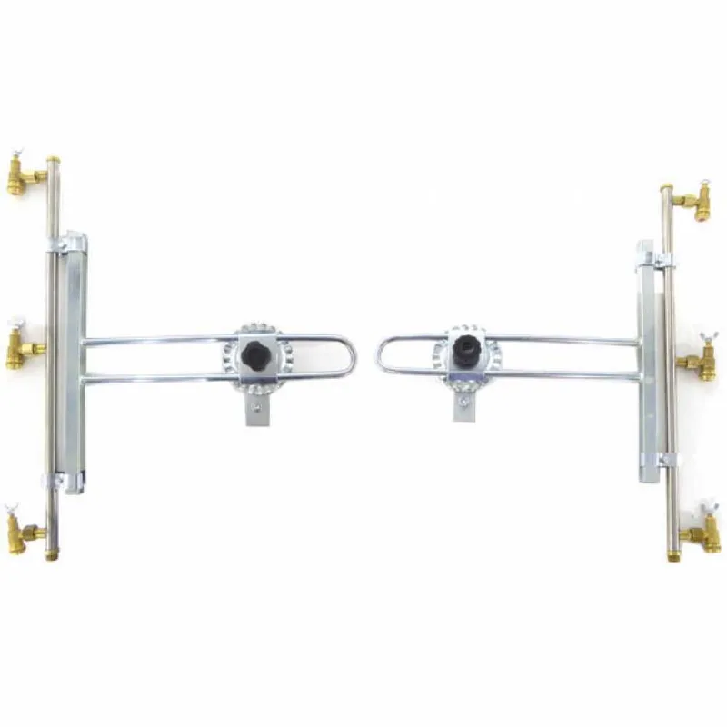 Couple de rampes inox de désherbage avec Jets papillon laiton 3+3 équipé de supports INOX