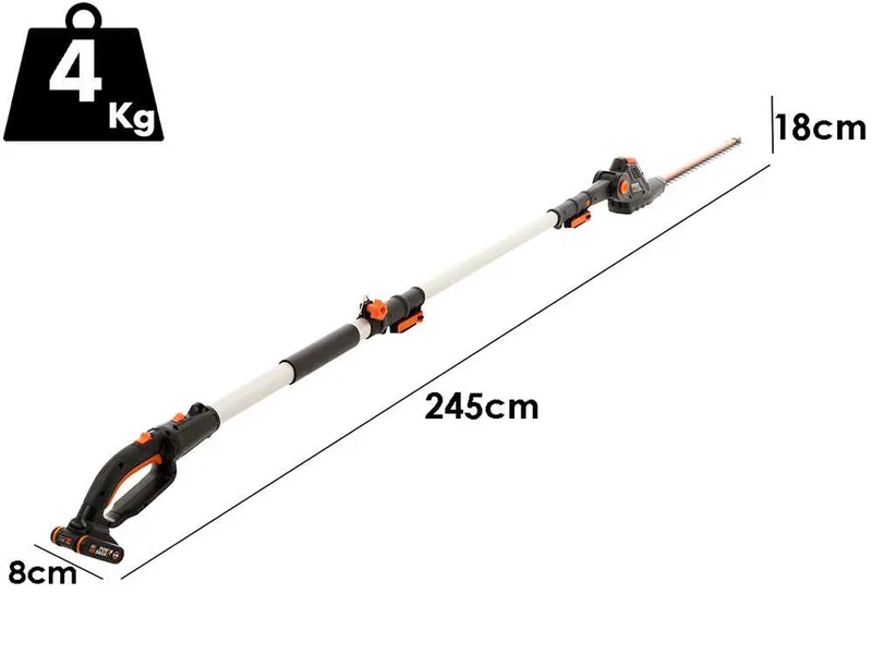 Taille-haie électrique à batterie sur perche télescopique Worx WG252E