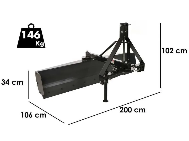 Lame niveleuse pour tracteur Blackstone B-GB 200 à rotation simple 360° et bras orientable