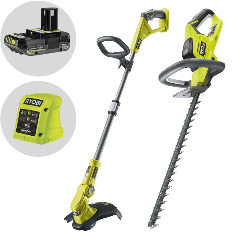 Ryobi RHT1845LT25M20 - Kit taille-haie + coupe-bordure à batterie - 18 V 2 Ah