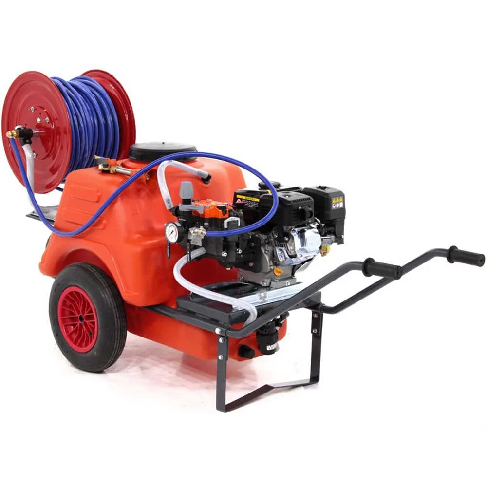 Groupe motopompe de pulvérisation Comet MP 30 Loncin G200F sur chariot Dal Degan avec réservoir 150 l