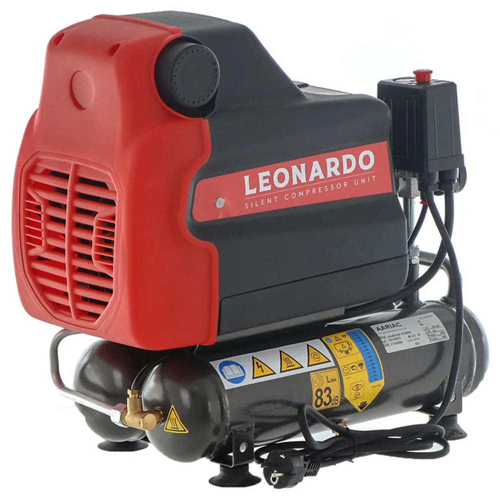 Fiac Leonardo - Compresseur d'air électrique portatif monophasé silencieux, oil-less - Moteur 1 CV - 6 L