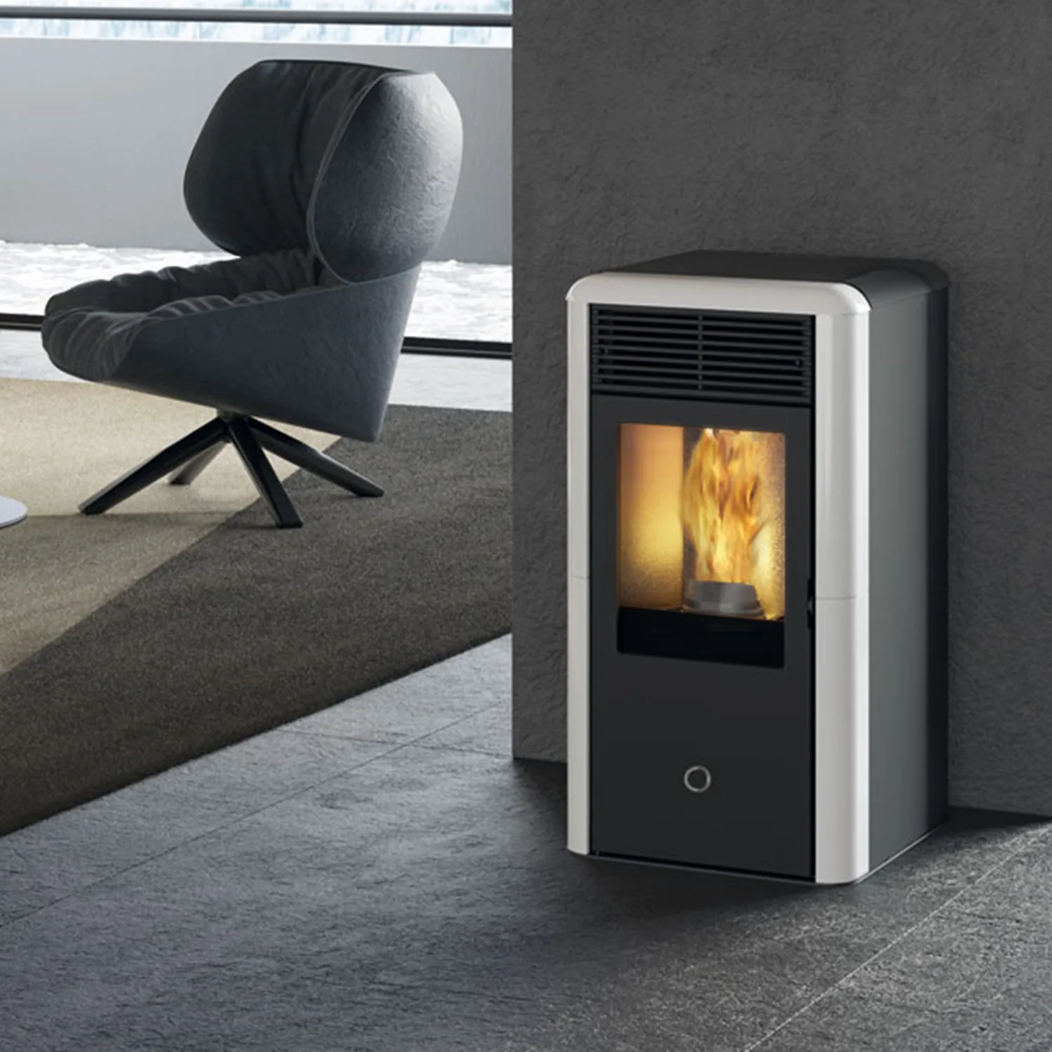 EK63 Spot 100 H Evo Poêle à granulés hydro céramique blanc