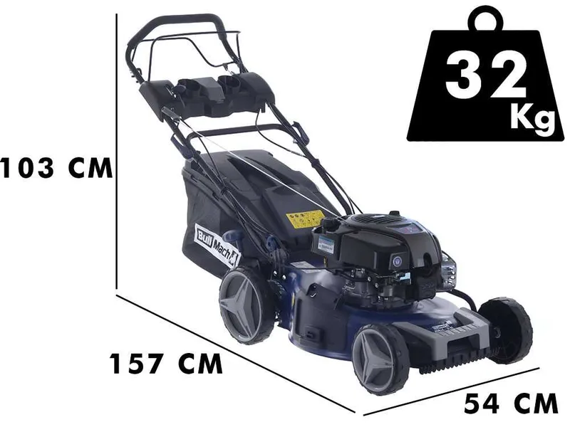 BullMach ACHILLE 51 BS - Tondeuse à gazon thermique tractée 4 en 1 - Moteur B&S750EX
