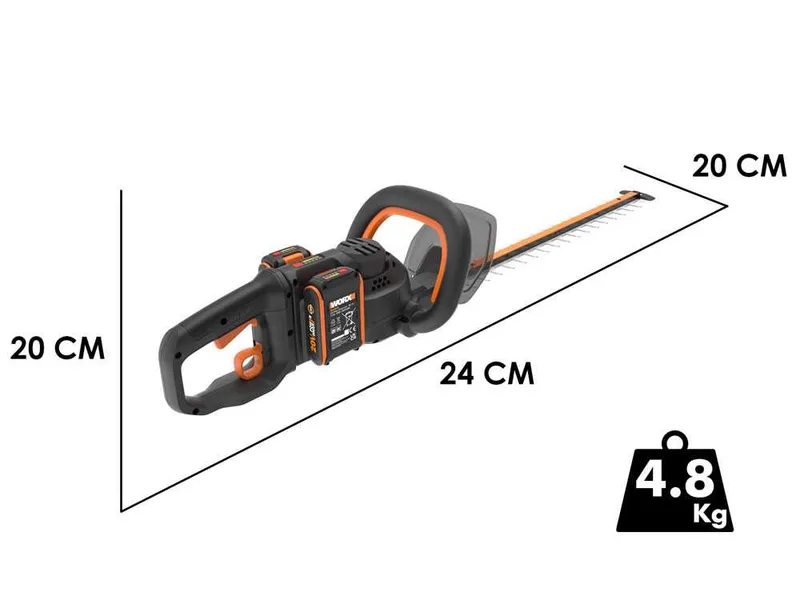 Worx Nitro WG286E - Taille-haie à batterie - 2x 20V 2Ah - lamier 60 cm