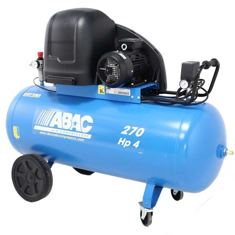 Abac silent A39B 270 CT4 - Compresseur d'air électrique triphasé par courroie silencieux - Moteur 4 CV - 270 litres