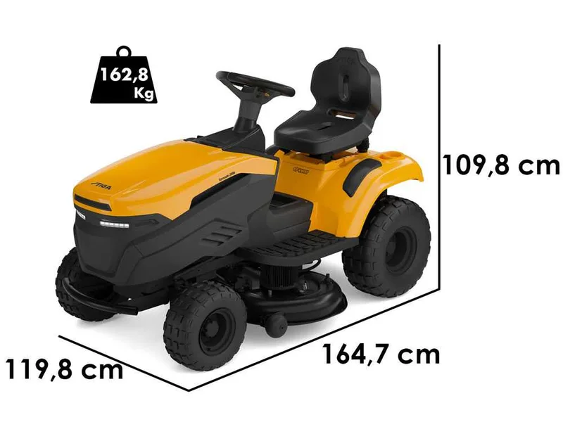 Stiga Tornado 398e - Kit Tracteur tondeuse + 1 module de batterie ePower Pro de 56V/40Ah - Éjection latérale et mulching