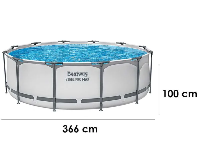 Bestway Steel Pro Max 56418 - Ø366x100 cm - Piscine ronde + pompe de filtration et échelle