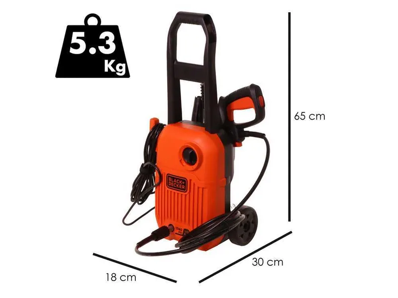 Black & Decker BEPW1650-QS - Nettoyeur haute pression électrique à eau froide - 120 bar - 408 l/h