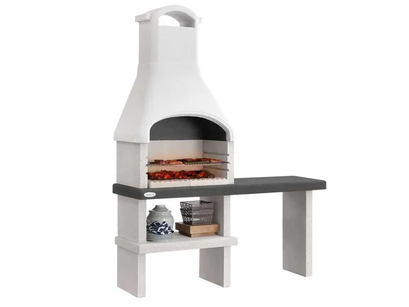 Palazzetti Orlando - Barbecue à bois et à charbon en maçonnerie - avec table d'appoint