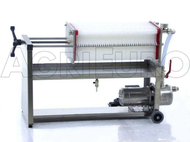 Enotecnica Pillan AF40 - Filtre à 40 cartons et plaques 20x20 - pompe oenologique-châssis/pompe en acier INOX