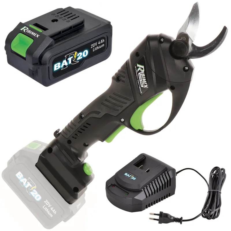Ribimex PRBAT20/SEC - Sécateur de taille électrique - 20 V/4 Ah - Diamètre de coupe 25 mm