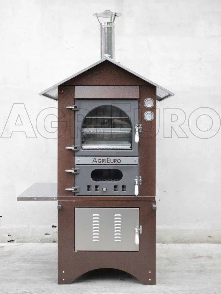 AgriEuro Medius 80 Deluxe EXT - Four à bois acier d'extérieur - Cuivre émaillé - Inox