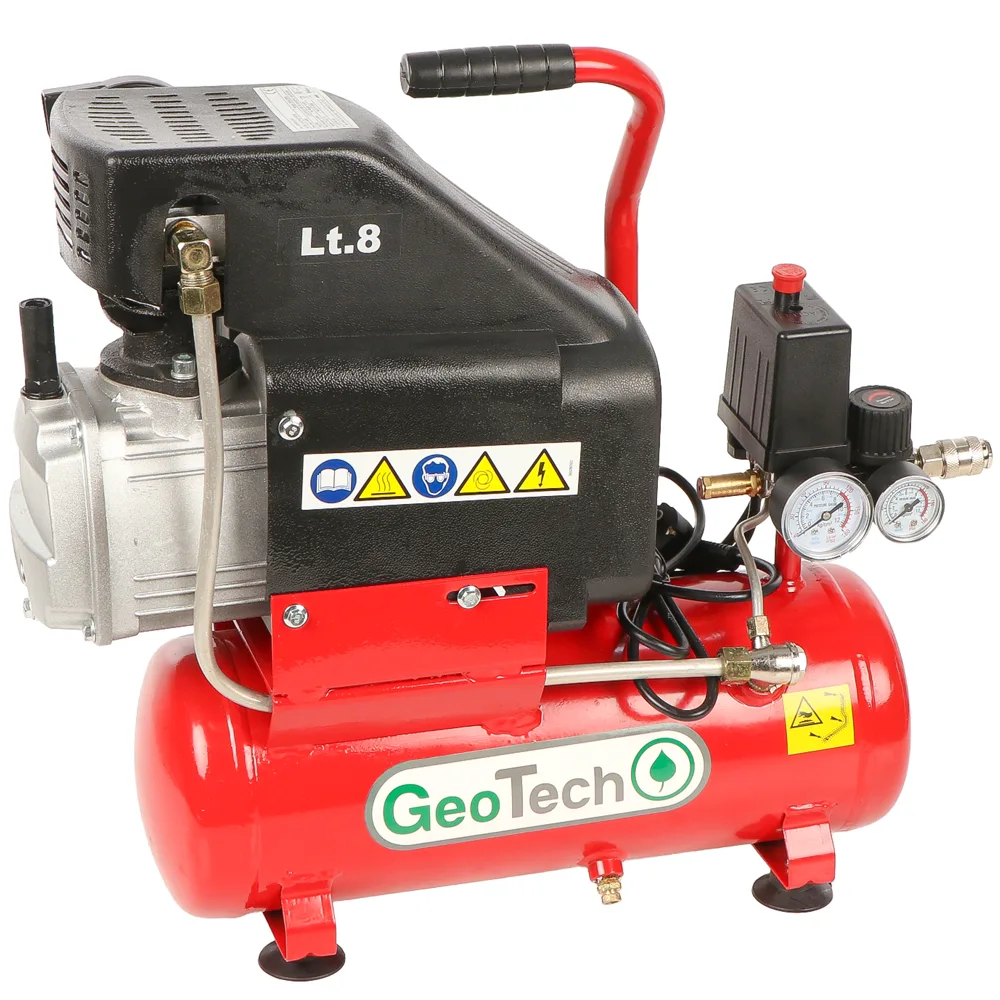GeoTech AC9-8-20 - Compresseur d'air électrique compact portatif - Moteur 2 CV - 8 L air comprimé