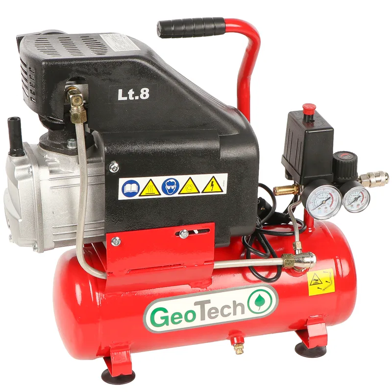 GeoTech AC9-8-20 - Compresseur d'air électrique compact portatif - Moteur 2 CV - 8 L air comprimé