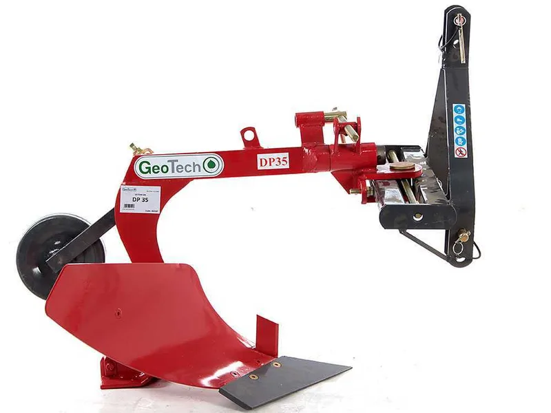 Geotech DP35 - Charrue mono-soc - Réglage latéral manuel par vis - Pour tracteurs avec attelage à trois points
