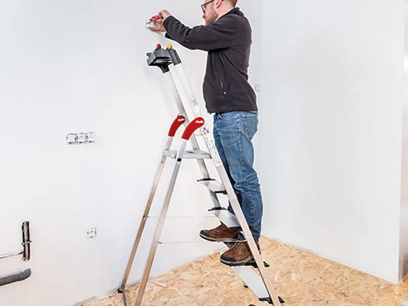 Hailo ProfiStep XXL, 5 marches, 1.68 m - Échelle en aluminium avec tréteau