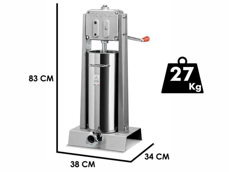 Tre Spade 15/V Deluxe - Poussoir à saucisse vertical manuel 15 kg - 2 vitesses