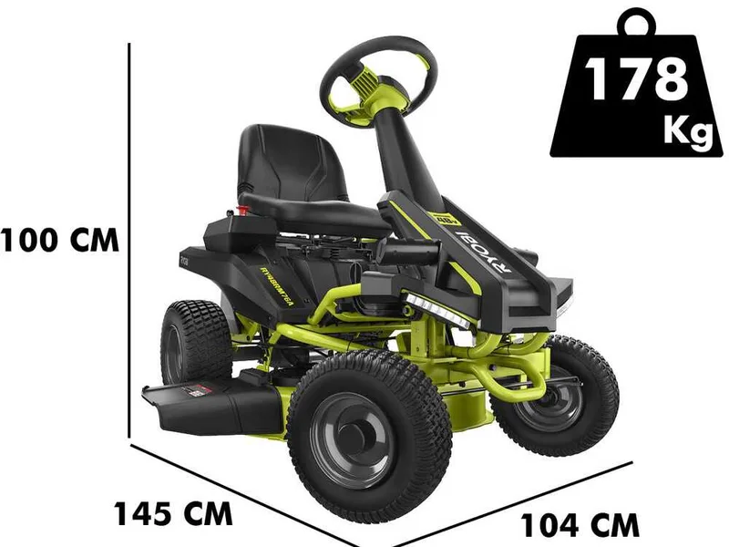 Tondeuse autoportée sur batterie Ryobi RY48RM76A - Moteur électrique à batterie 48V/50Ah - Coupe de 76cm - 2en1