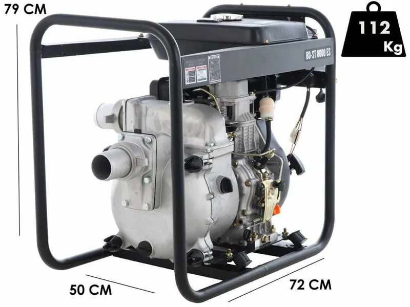 Moto-pompe diesel Blackstone BD-ST 8000ES pour eaux usées chargées avec raccords 80 mm - Euro 5