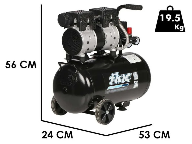 Fiac SUPERSILENT 24/1 - Compresseur électrique monophasé silencieux oil-less - Moteur 1 CV - 24 L