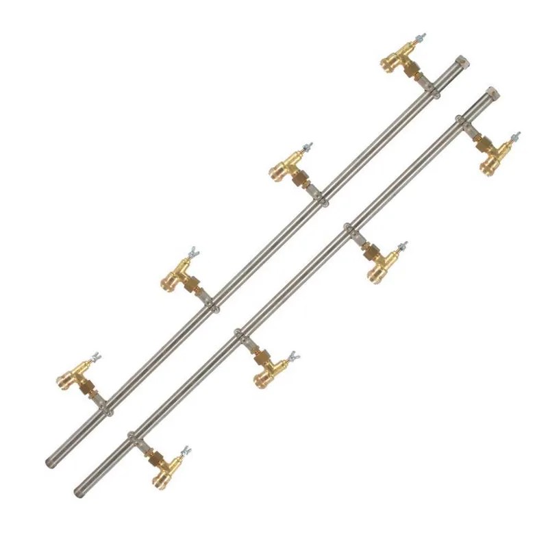 Paire de rampes inox pour désherbage avec jets papillon en laiton 4+4
