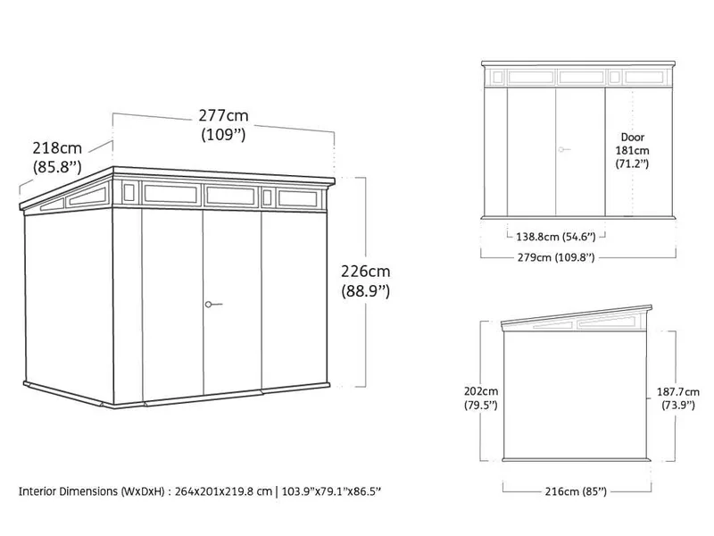 Keter Signature Venetian 9x7 - Abri de jardin - Avec porte à double battant - 277x218x226 cm