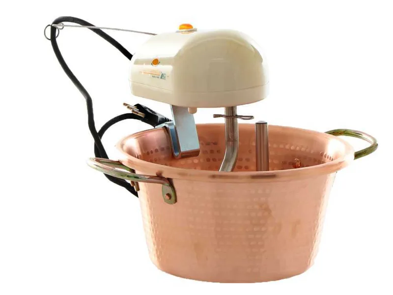 LAR Polentamatic - Chaudron en cuivre électrique martelé pour polenta à base plate 3.5L - 8W max