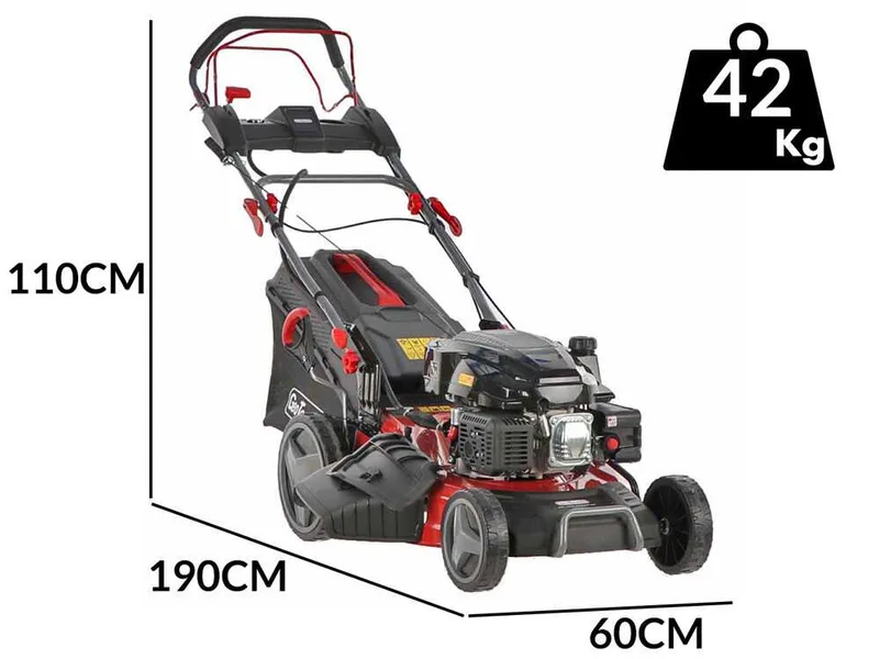 GeoTech Pro S53-225 BMSGW ES - Tondeuse à gazon tractée 4en1 - Démarrage électrique