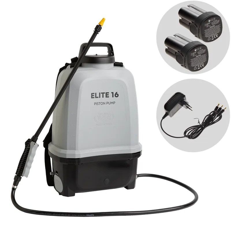 Volpi elite 16 PRO tech - Pompe de pulvérisation à dos avec lance en fibre de verre à batterie - 2X 14,4 V 2 Ah - 8 bar