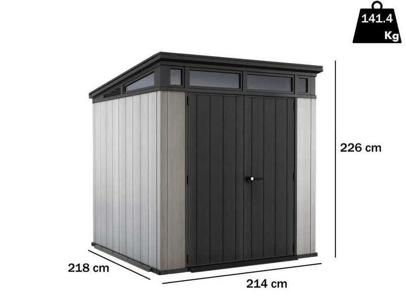 Keter Artisan gris - Abri de jardin - Avec porte double battant - 214x218x226 cm
