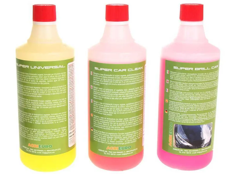 Kit 3 Détergents professionnels pour nettoyeur haute pression - spécifique pour le nettoyage Auto et véhicules - 3 flacons d'1 litre