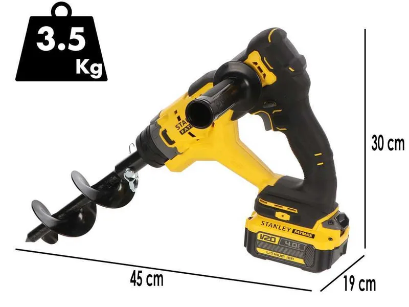 Stanley Fatmax SFMCGA75 - Tarière à batterie - 20 V 4 Ah - Mèche incluse de 15.5 cm - sans batterie et sans chargeur