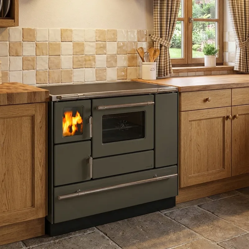 Wamsler K 138 F Cuisinière à bois à droite cachemire mat avec plaque vitrocéramique