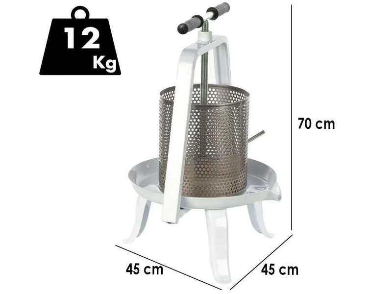 Enotecnica Pillan – Pressoir à vis pour fruits et légumes 9 L – Cage en acier inoxydable
