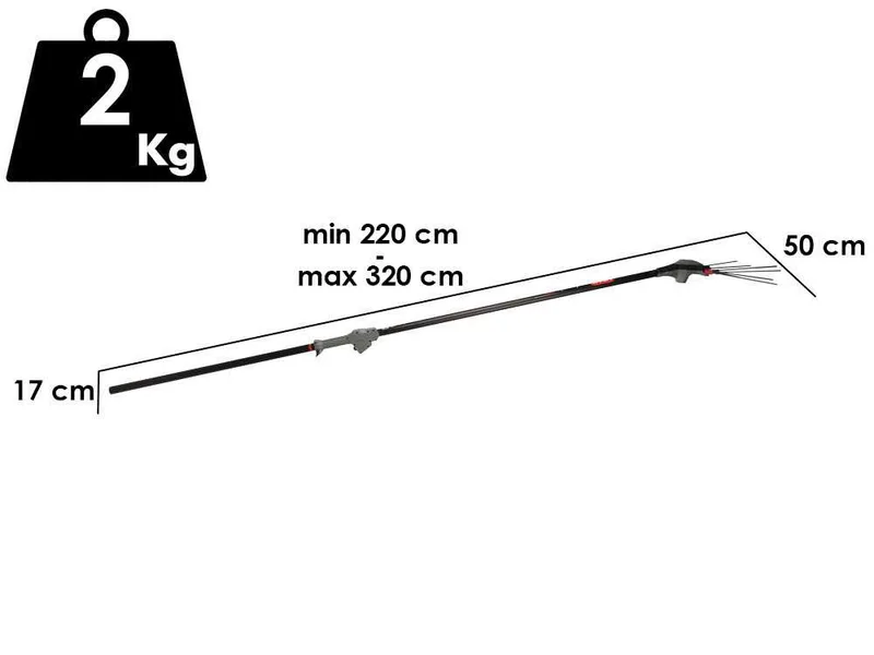 Lisam Imola GP - Peigne vibreur électrique à batterie de type automobile avec câble inclus - Perche fixe + rallonge 220/320 cm